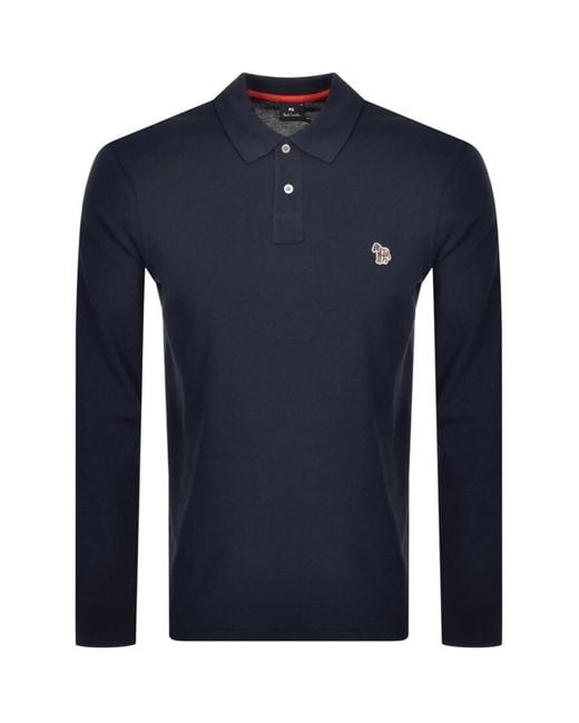 Paul Smith Blue Long Sleeved Polo T Shirt for men