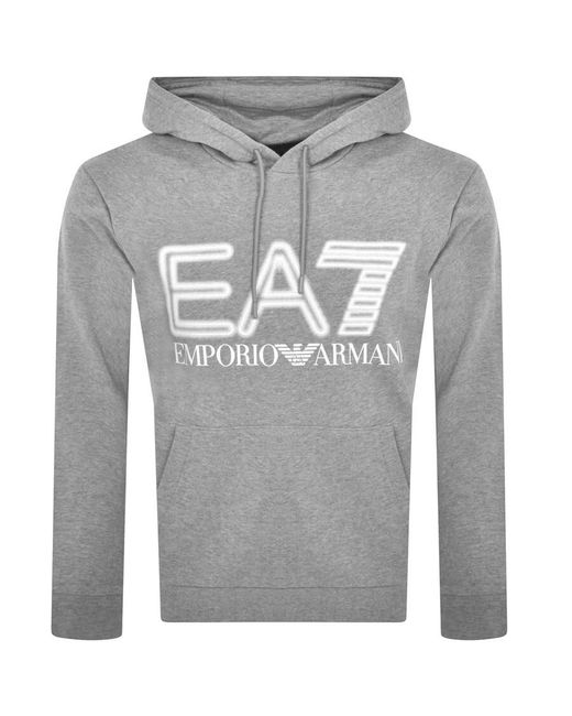 EA7 Gray Emporio Armani Logo Hoodie for men