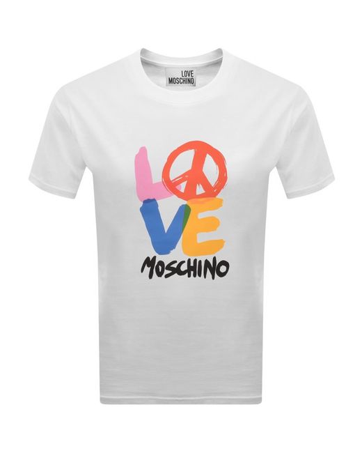Moschino Gray Graphic T Shirt for men