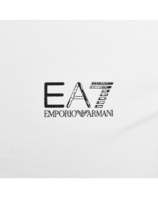 EA7 White Emporio Armani Tipped Polo T Shirt for men