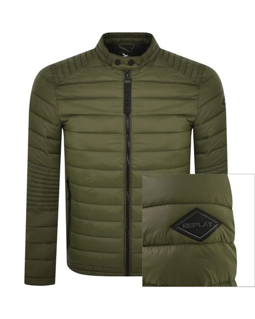 Replay Green Padded Jacket for men