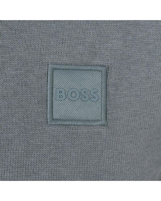 BOSS by HUGO BOSS Boss Kanobix Half Zip Knit Jumper in Blue for Men | Lyst