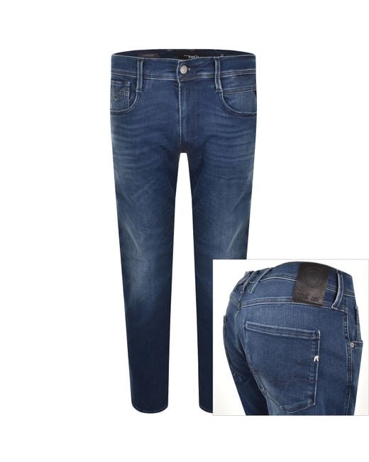 Replay Blue Anbass Hyperflex Jeans for men