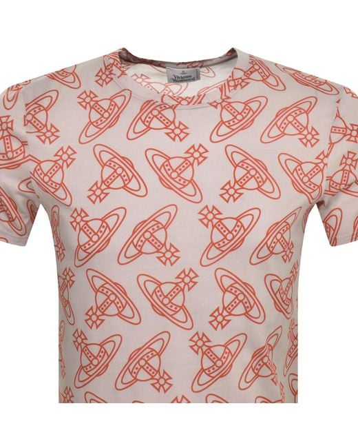 Vivienne Westwood Pink Orb Logo T Shirt for men