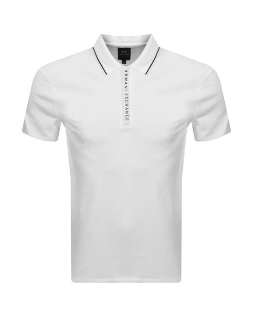 Armani Exchange White Short Sleeved Polo T Shirt for men
