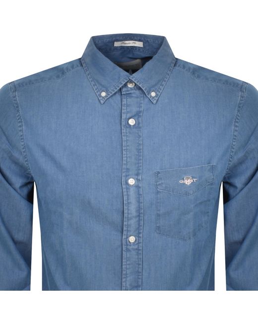 Gant Blue Regular Indigo Long Sleeved Shirt for men