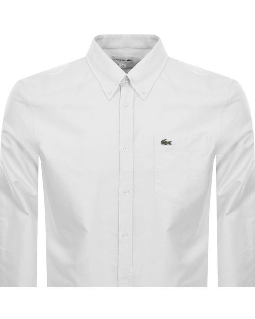 Lacoste White Woven Long Sleeved Shirt for men