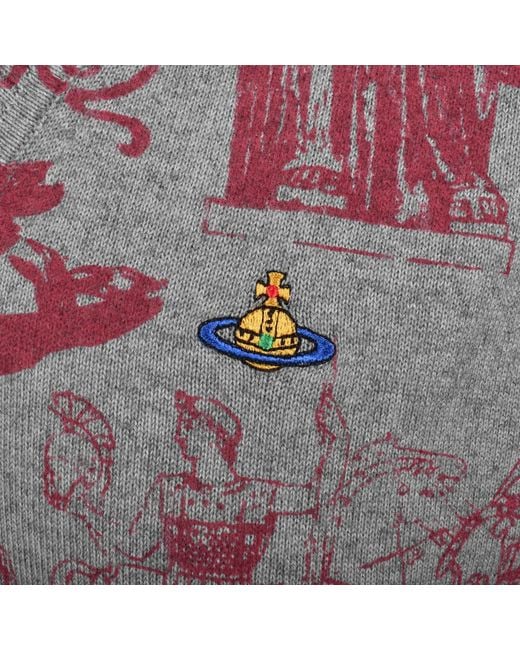 Vivienne Westwood Gray Julian V Neck Jumper for men