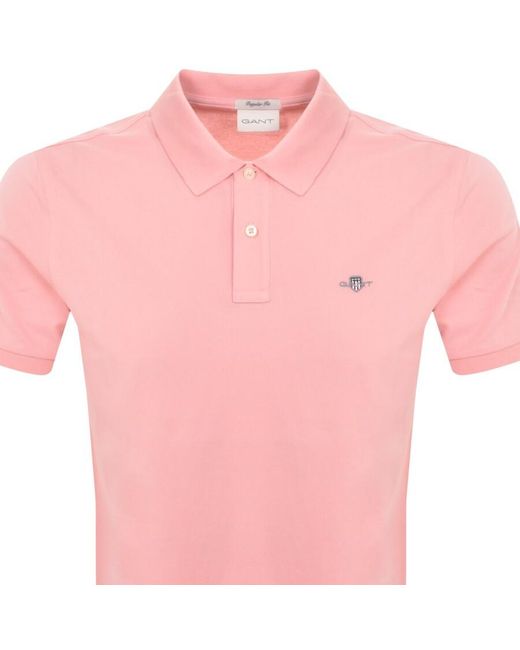 Gant Pink Regular Shield Pique Polo T Shirt for men