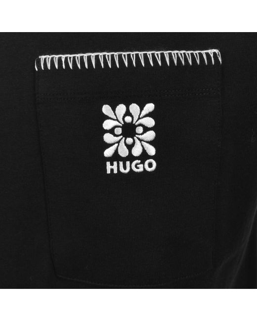 HUGO Black Darro Overlock T Shirt for men