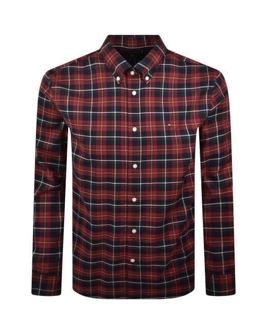 Tommy Hilfiger Red Long Sleeve Tartan Shirt for men