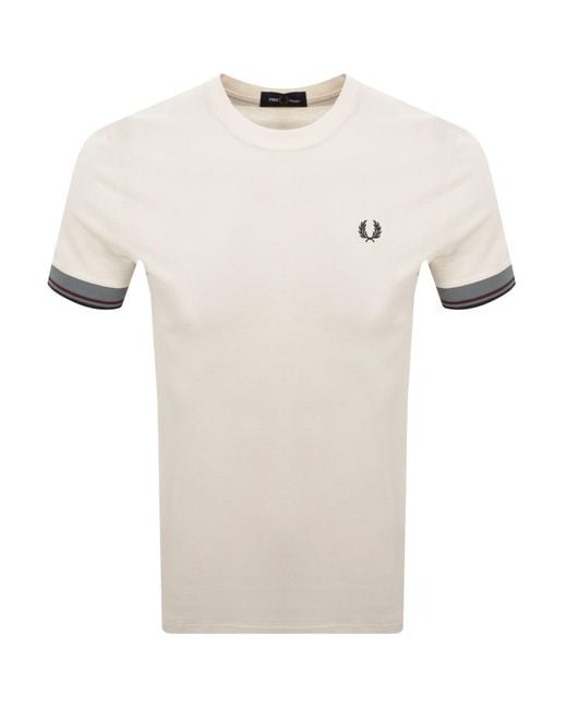 Fred Perry Natural Twin Tipped Cuff T Shirt Ecru for men