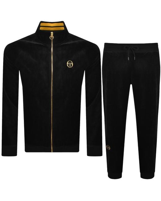 Sergio Tacchini Black Court Velour Tracksuit for men
