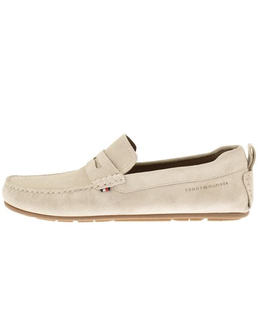 Tommy Hilfiger White Suede Driver Shoes Classic for men