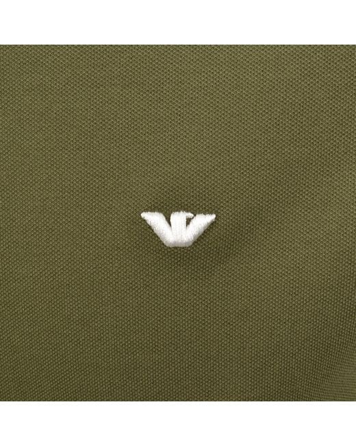 Armani Green Emporio Long Sleeved Polo T Shirt for men