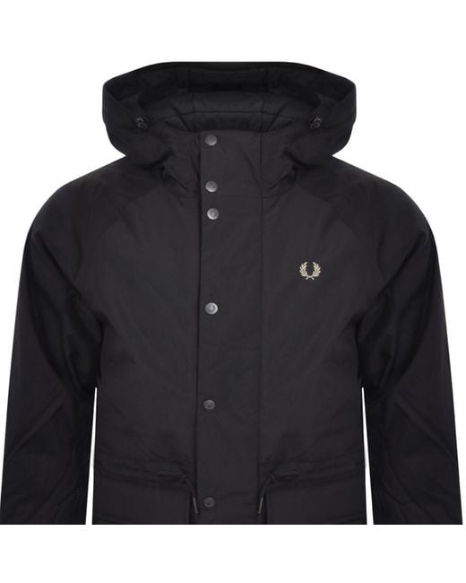 Fred Perry Black Padded Hooded Jacket for men