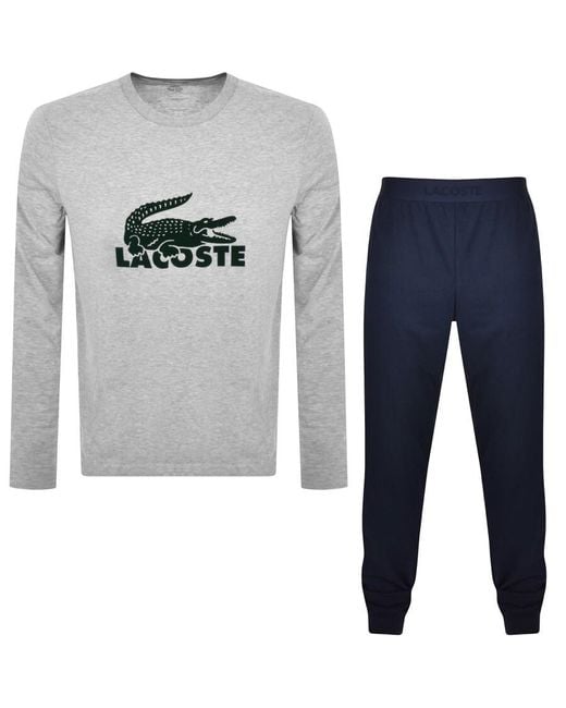 Lacoste Gray Long Sleeve Pyjama Set for men