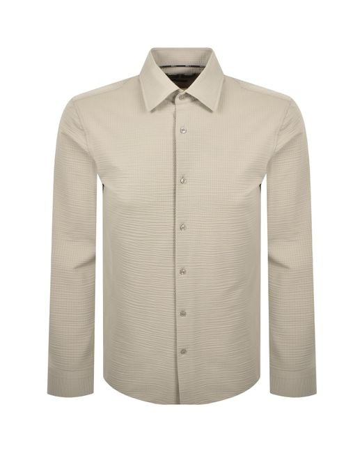 BOSS BUSINESS Natural Boss Hank Seersucker Shirt Dark for men