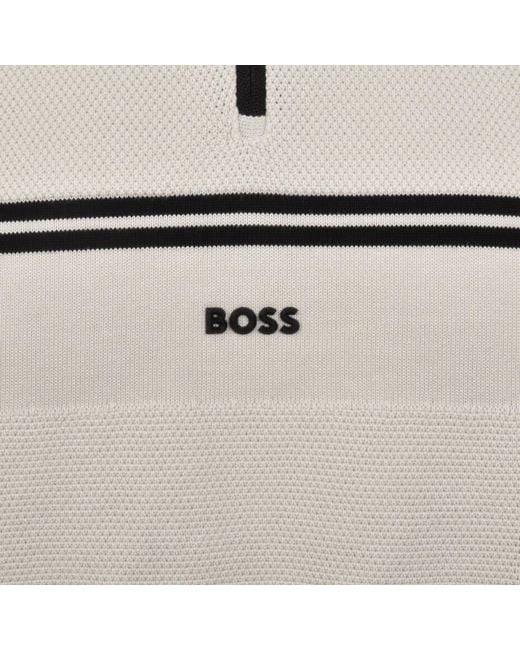 Boss Gray Boss Zip Neck Knit Jumper for men