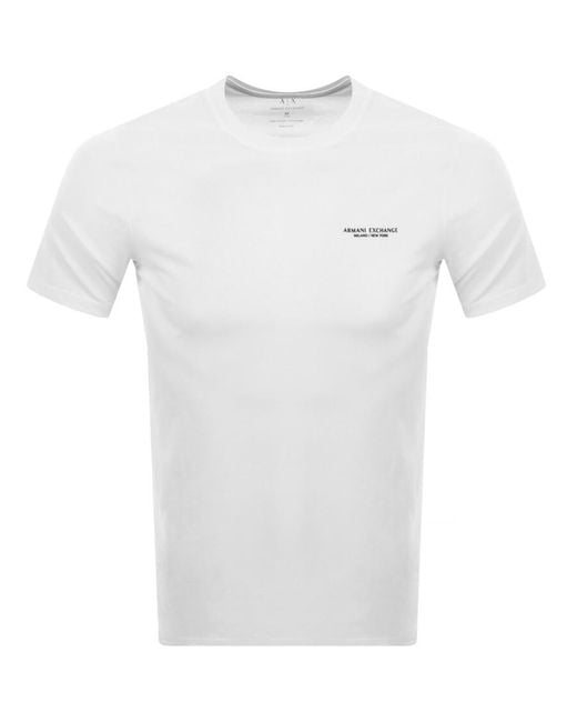 Armani Exchange White Crew Neck Logo T Shirt for men