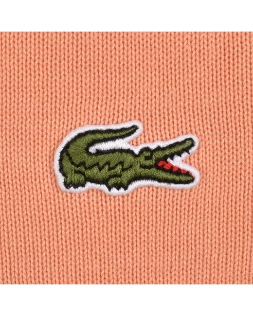 Lacoste Orange Crew Neck Knit Jumper Coral for men