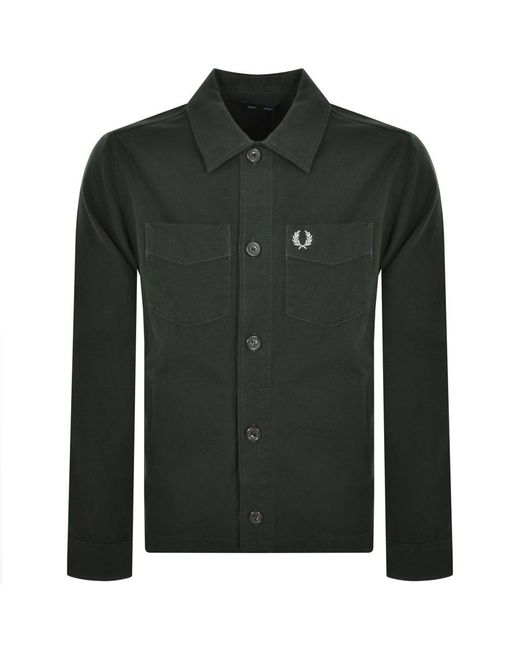 Fred Perry Wool Blend Overshirt in Green for Men | Lyst