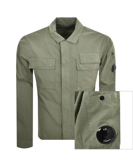 C P Company Green Cp Company Gabardine Overshirt for men