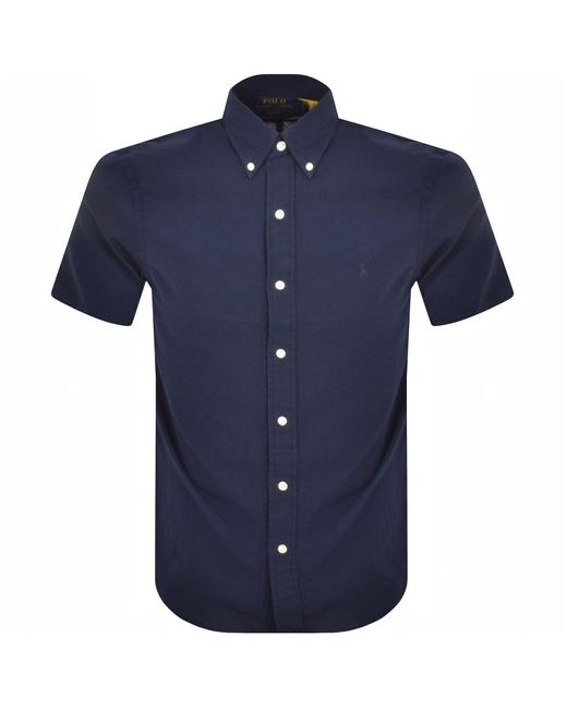 Ralph Lauren Blue Textured Short Sleeve Shirt for men