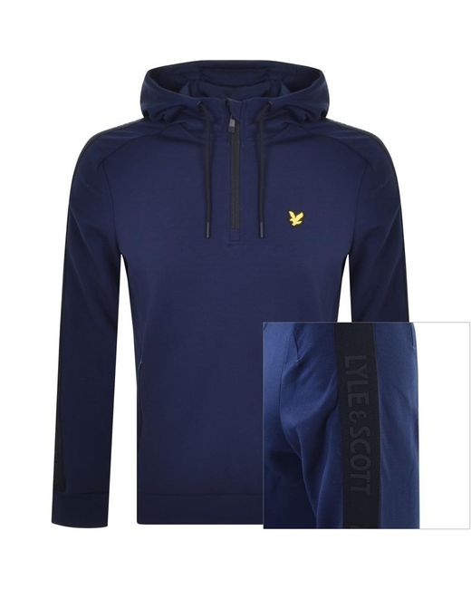 Scott Synthetic Half Zip Hoodie in Navy 