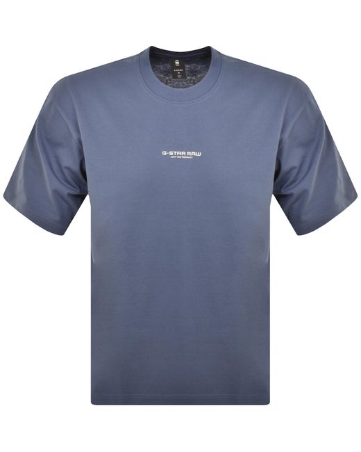 G-Star RAW Blue Raw Boxy Logo T Shirt for men