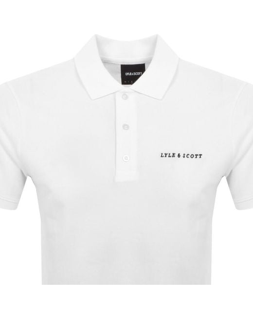 Lyle & Scott White Short Sleeved Polo T Shirt for men