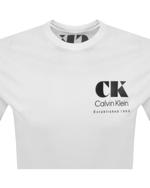 Calvin Klein White Jeans Graphic T Shirt for men