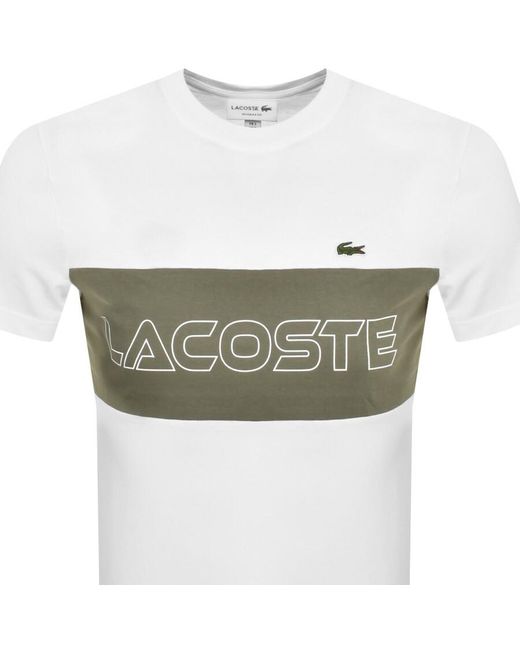 Lacoste White Crew Neck Logo T Shirt for men