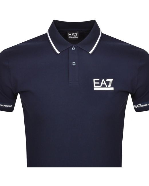 EA7 Blue Emporio Armani Short Sleeved Polo T Shirt for men