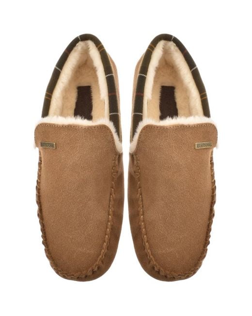 Barbour Brown Monty Tartan Slippers for men