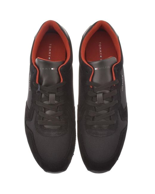 Tommy Hilfiger Lace Iconic Mix Runner Trainers in Black for Men | Lyst