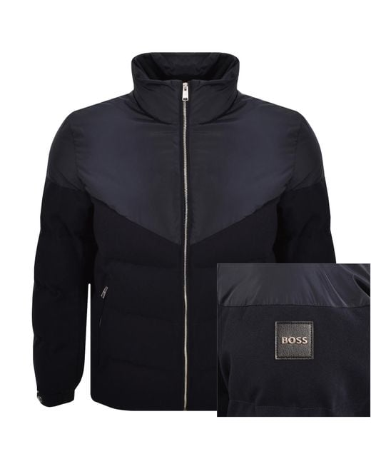 BOSS BUSINESS Men's Blue Boss Clanello1 Waterproof Jacket Dark