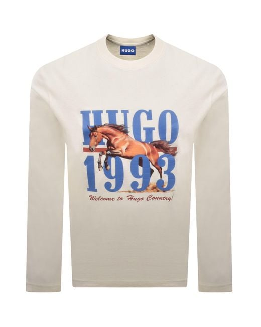 HUGO Gray Nevalon Long Sleeve T Shirt Off for men