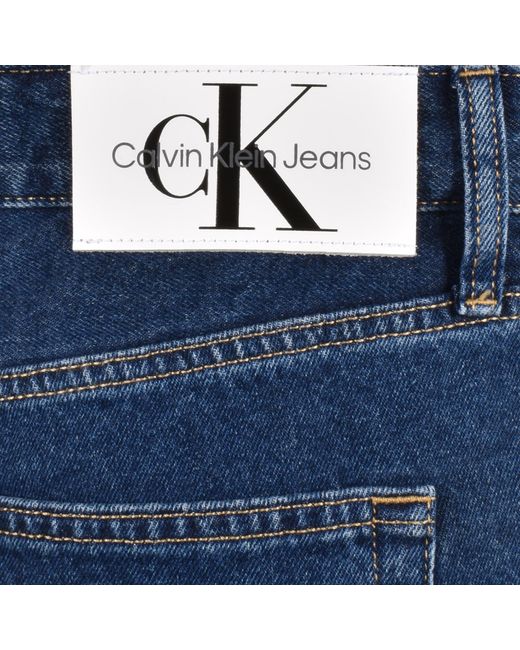 Calvin Klein Blue Regular Dark Wash Denim Shorts for men