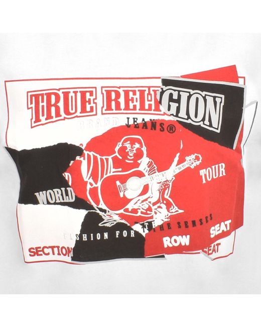 True Religion White Short Sleeve Torn Logo T Shirt for men