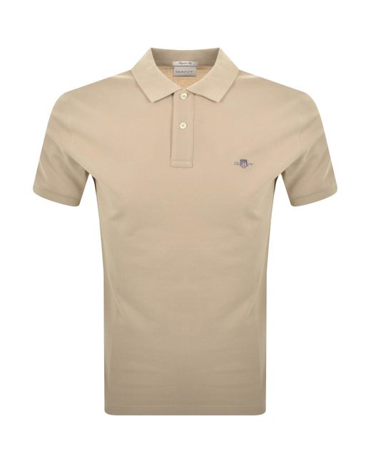 Gant Natural Regular Fit Shield Pique Polo T Shirt for men