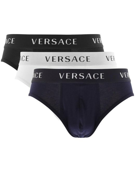 Versace Cotton Three Pack Briefs Underwear in White for Men | Lyst UK