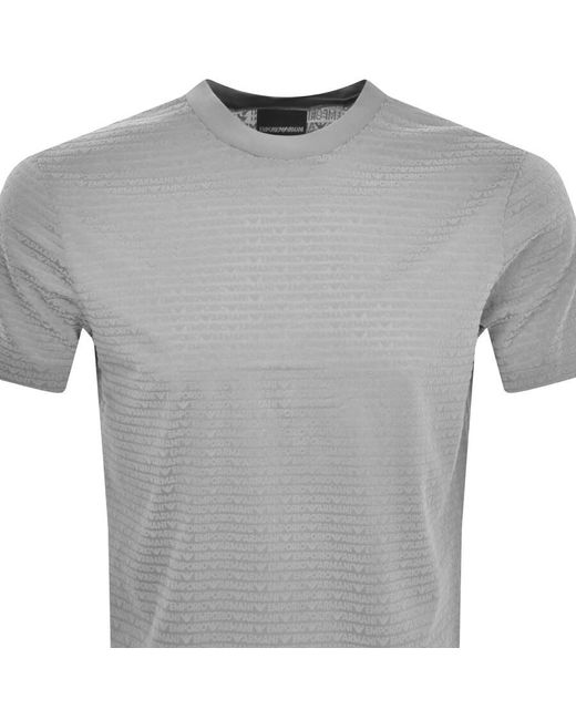 Armani Gray Emporio Crew Neck Logo T Shirt for men