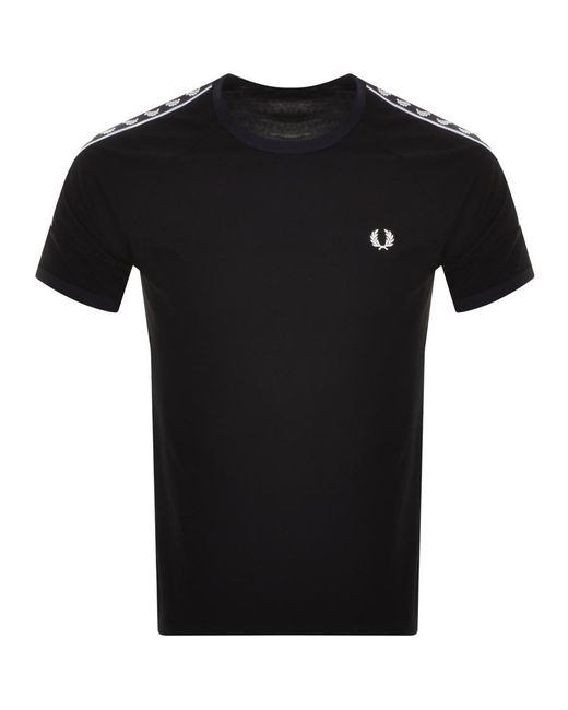 Fred Perry Cotton Taped Ringer T Shirt in Black for Men | Lyst