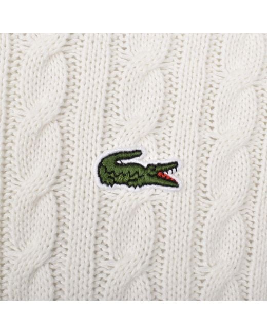 Lacoste White Cable Knit Jumper for men