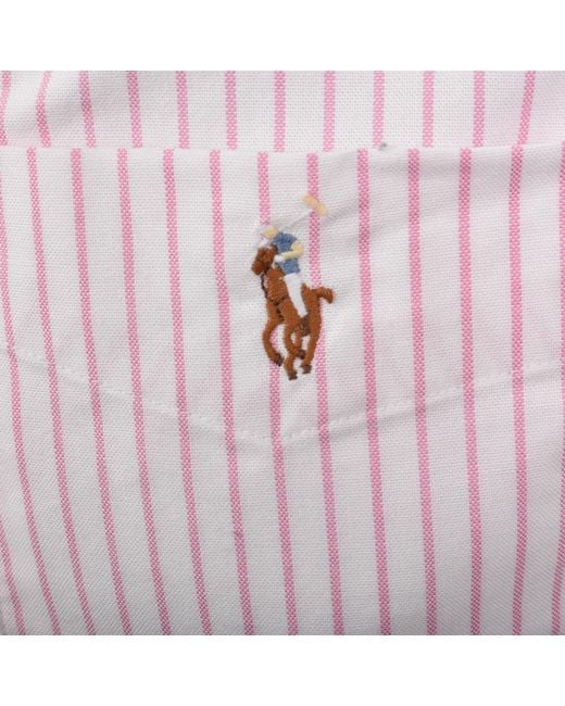 Ralph Lauren Pink Short Sleeve Stripe Shirt for men