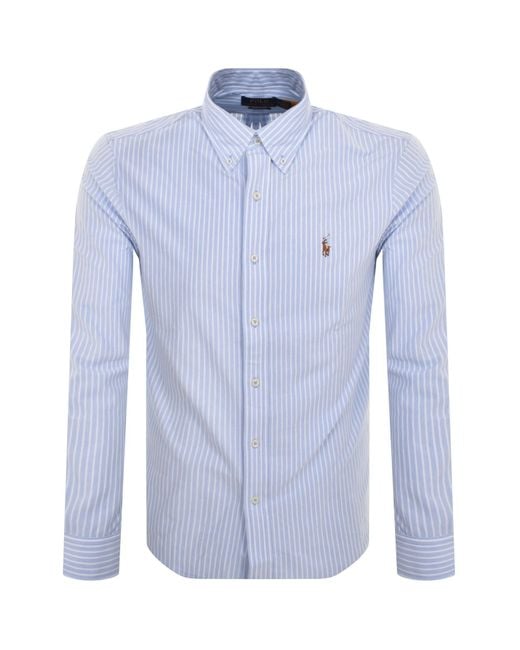 Ralph Lauren Blue Knit Oxford Shirt for men