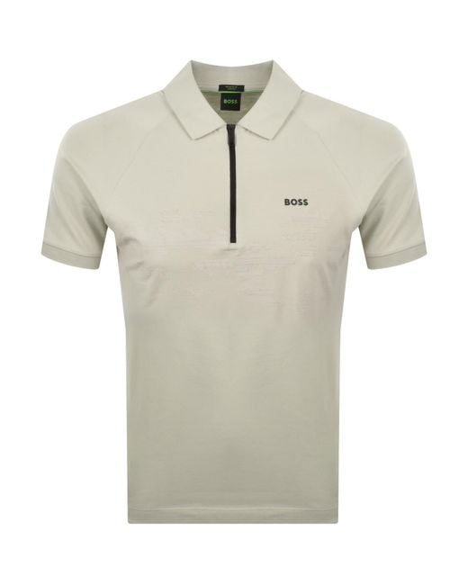 Boss Natural Boss Globe Pattern Polo T Shirt for men