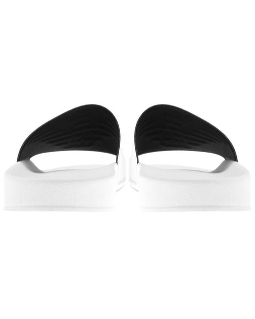 Armani White Emporio Logo Sliders for men