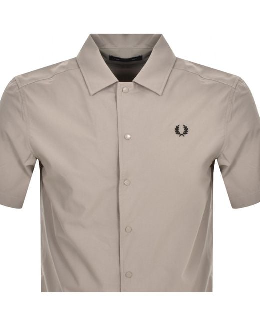 Fred Perry Gray Panelled Poplin Beach Shirt for men